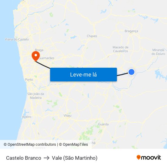 Castelo Branco to Vale (São Martinho) map