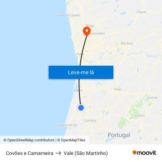 Covões e Camarneira to Vale (São Martinho) map