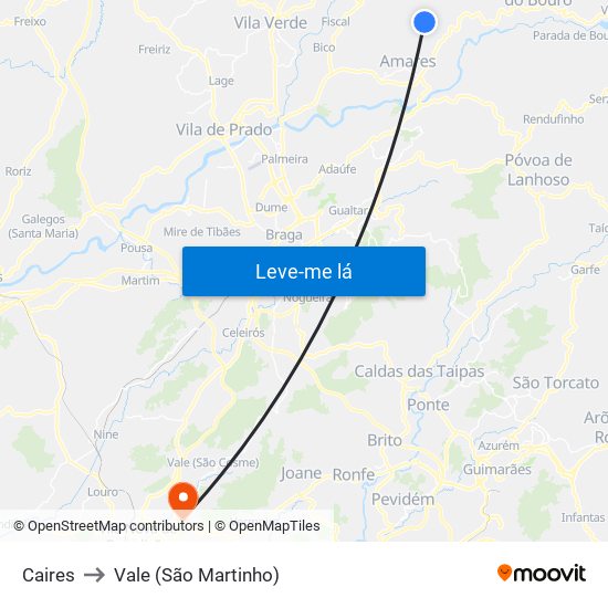 Caires to Vale (São Martinho) map