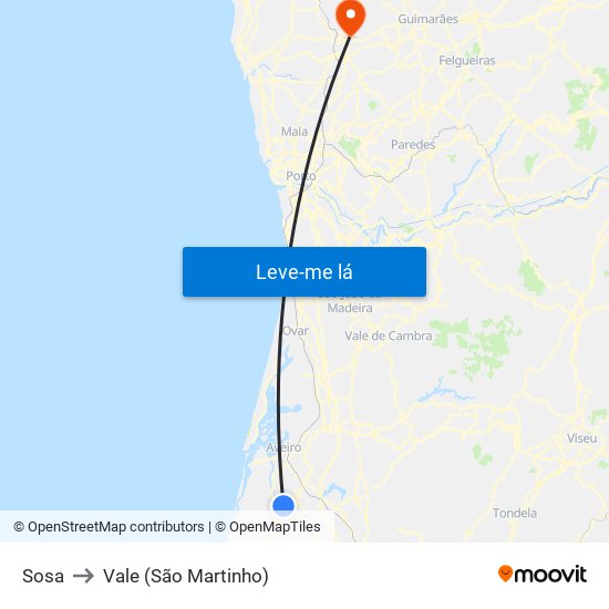 Sosa to Vale (São Martinho) map