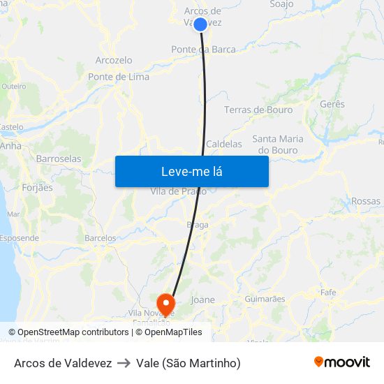 Arcos de Valdevez to Vale (São Martinho) map