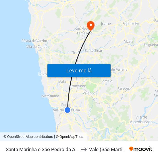 Santa Marinha e São Pedro da Afurada to Vale (São Martinho) map