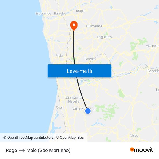 Roge to Vale (São Martinho) map