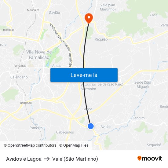 Avidos e Lagoa to Vale (São Martinho) map