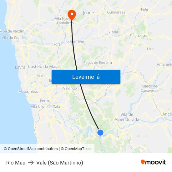 Rio Mau to Vale (São Martinho) map