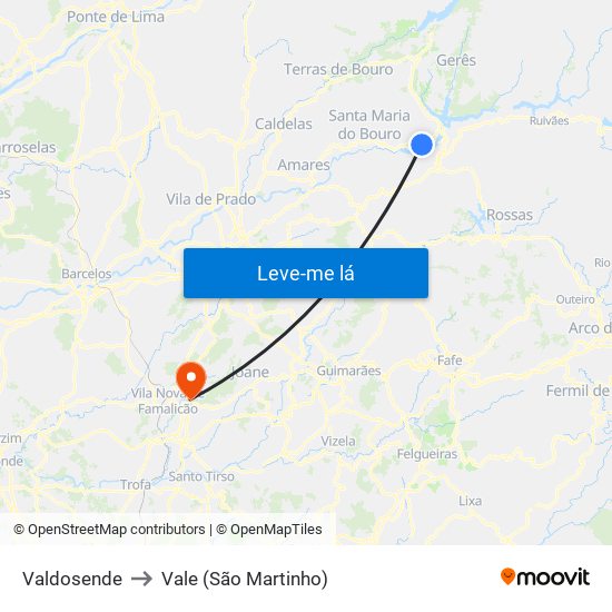 Valdosende to Vale (São Martinho) map