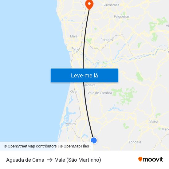 Aguada de Cima to Vale (São Martinho) map