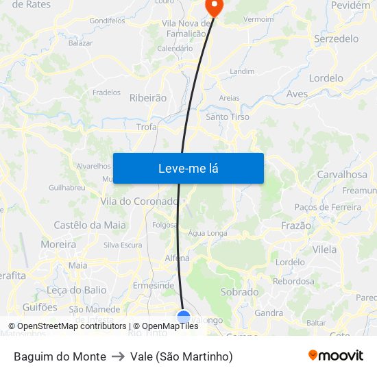 Baguim do Monte to Vale (São Martinho) map