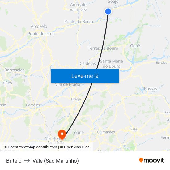 Britelo to Vale (São Martinho) map