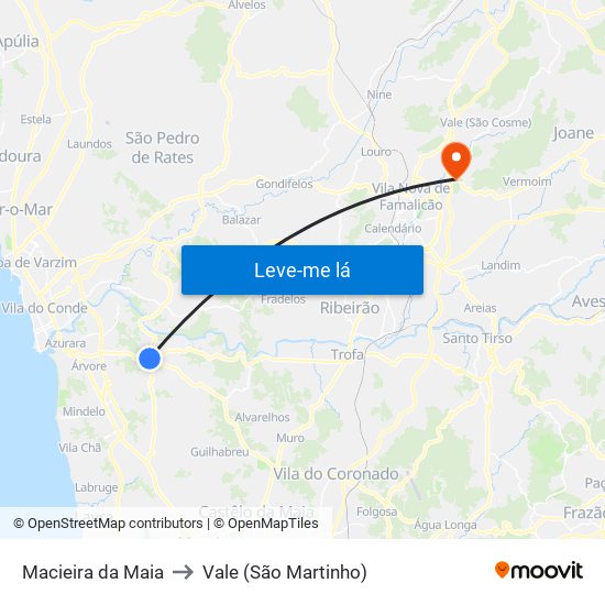 Macieira da Maia to Vale (São Martinho) map