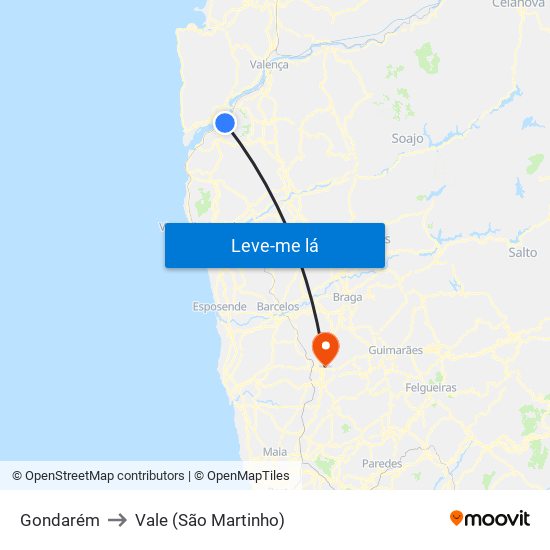 Gondarém to Vale (São Martinho) map