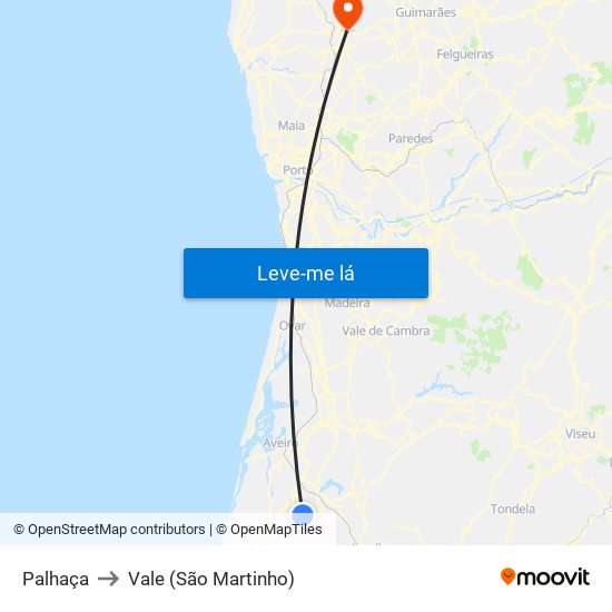 Palhaça to Vale (São Martinho) map