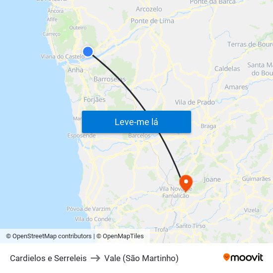 Cardielos e Serreleis to Vale (São Martinho) map