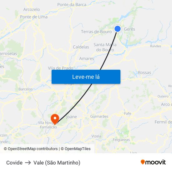 Covide to Vale (São Martinho) map