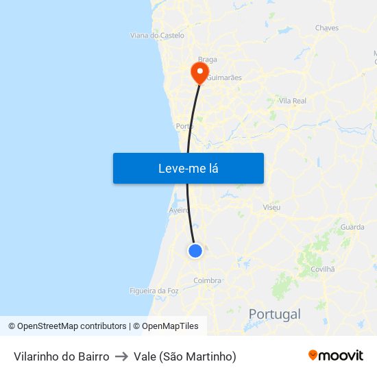 Vilarinho do Bairro to Vale (São Martinho) map