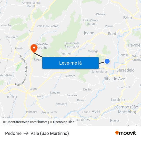 Pedome to Vale (São Martinho) map