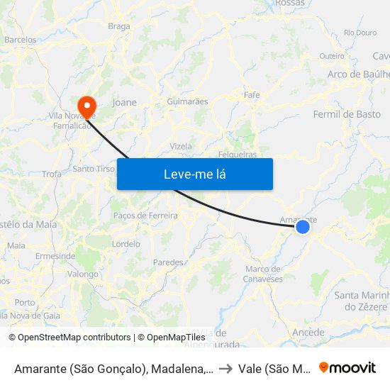 Amarante (São Gonçalo), Madalena, Cepelos e Gatão to Vale (São Martinho) map