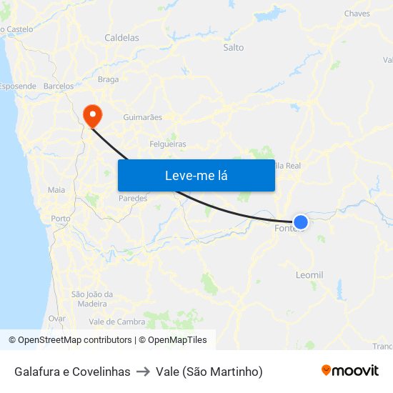 Galafura e Covelinhas to Vale (São Martinho) map