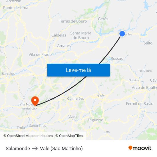 Salamonde to Vale (São Martinho) map