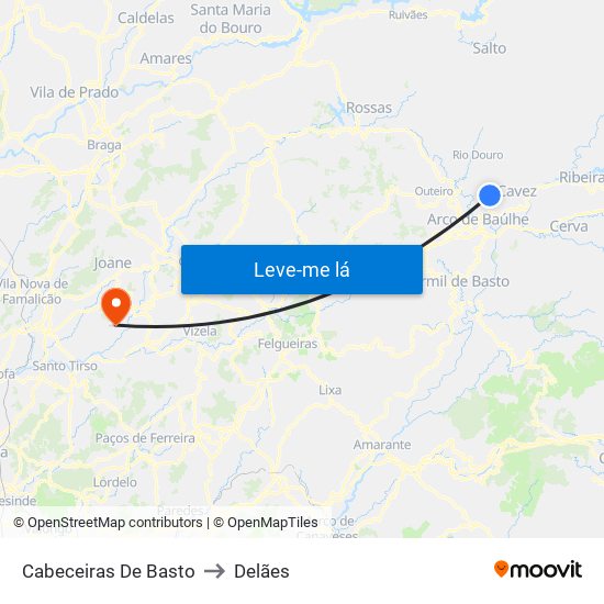 Cabeceiras De Basto to Delães map