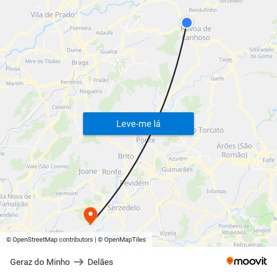 Geraz do Minho to Delães map