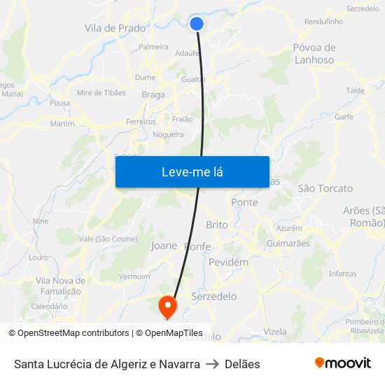 Santa Lucrécia de Algeriz e Navarra to Delães map