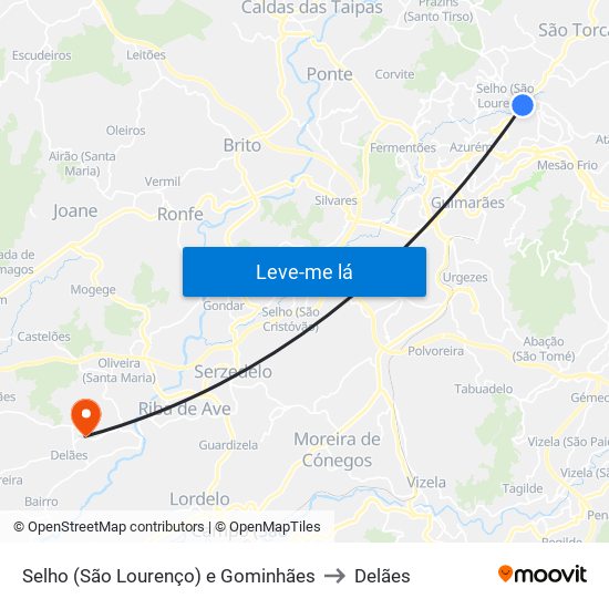 Selho (São Lourenço) e Gominhães to Delães map