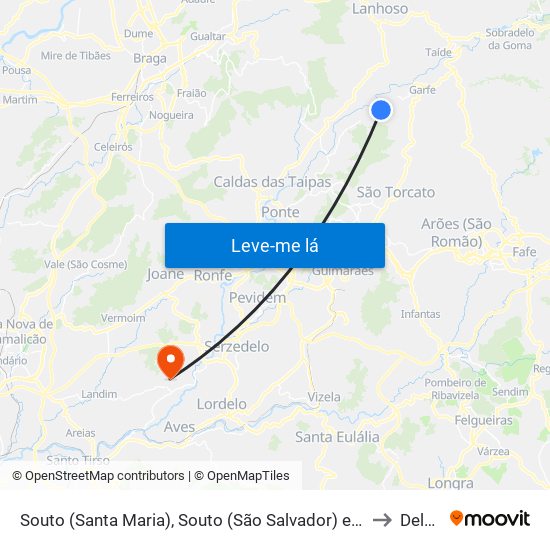 Souto (Santa Maria), Souto (São Salvador) e Gondomar to Delães map