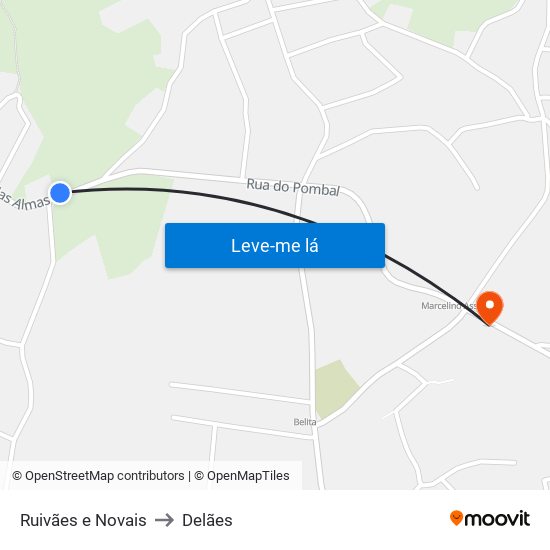 Ruivães e Novais to Delães map