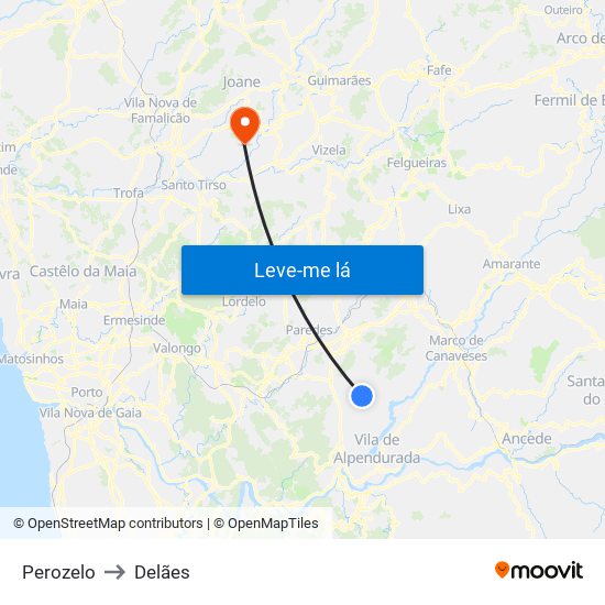 Perozelo to Delães map