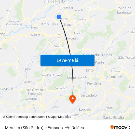 Merelim (São Pedro) e Frossos to Delães map