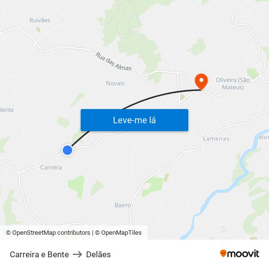 Carreira e Bente to Delães map