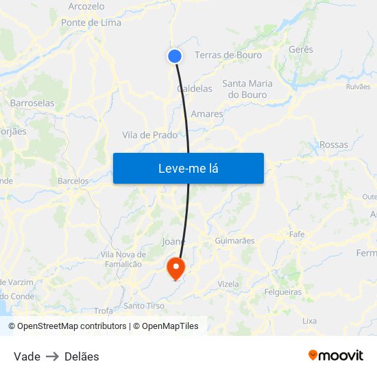 Vade to Delães map