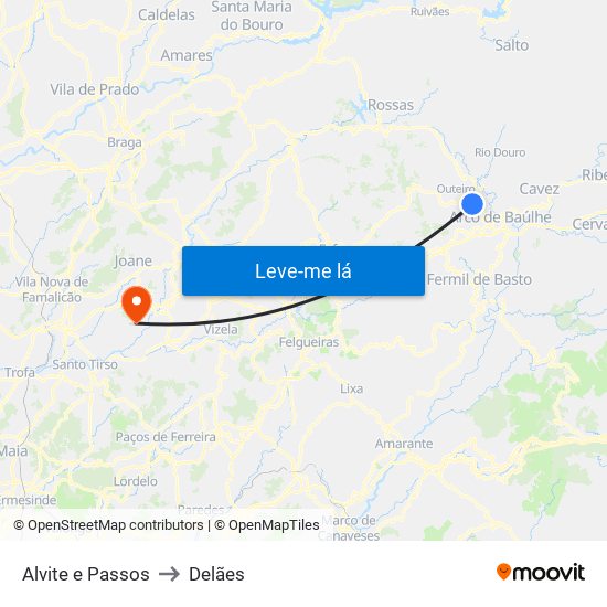 Alvite e Passos to Delães map