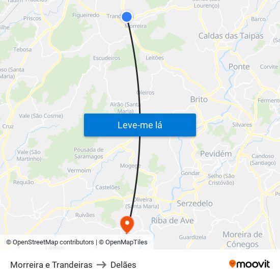 Morreira e Trandeiras to Delães map