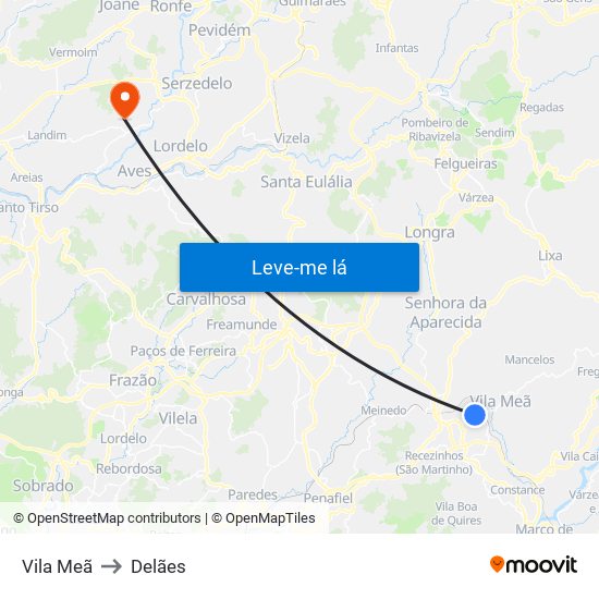 Vila Meã to Delães map