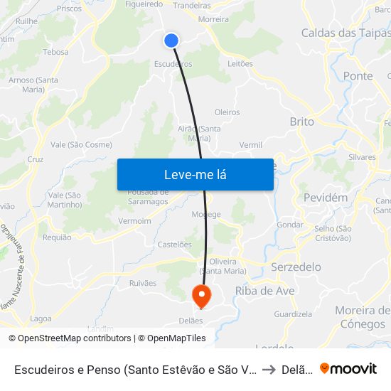 Escudeiros e Penso (Santo Estêvão e São Vicente) to Delães map