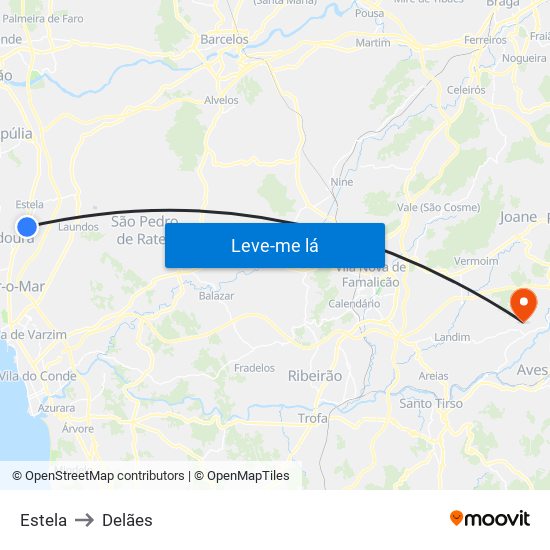 Estela to Delães map