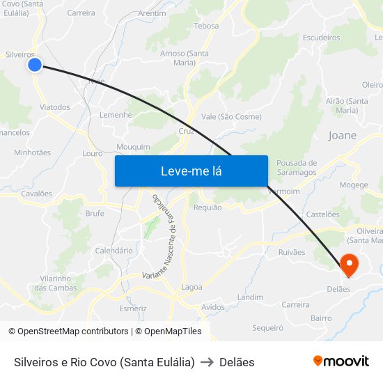 Silveiros e Rio Covo (Santa Eulália) to Delães map