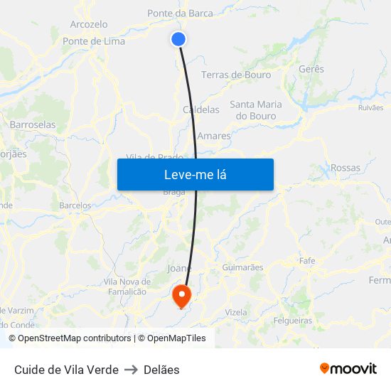 Cuide de Vila Verde to Delães map