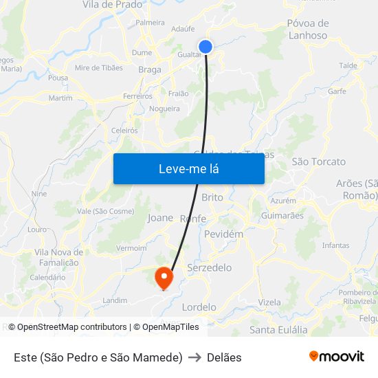 Este (São Pedro e São Mamede) to Delães map