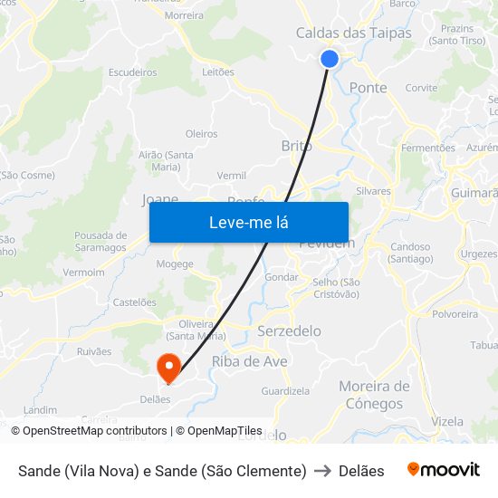 Sande (Vila Nova) e Sande (São Clemente) to Delães map