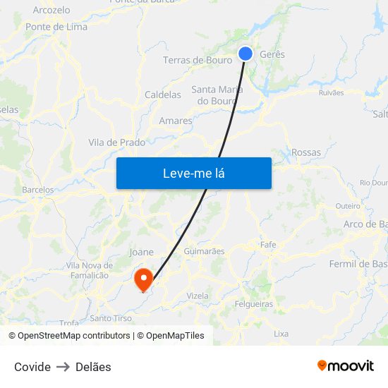 Covide to Delães map