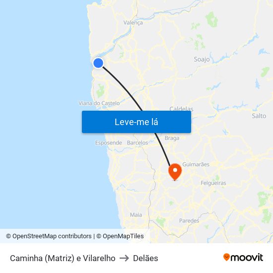 Caminha (Matriz) e Vilarelho to Delães map