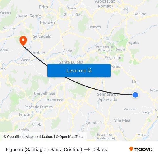 Figueiró (Santiago e Santa Cristina) to Delães map