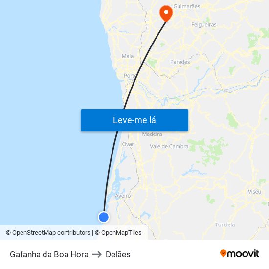 Gafanha da Boa Hora to Delães map