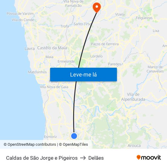 Caldas de São Jorge e Pigeiros to Delães map