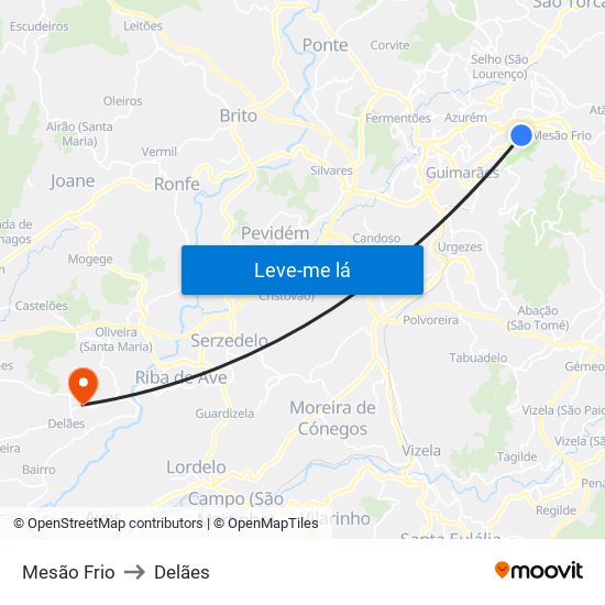 Mesão Frio to Delães map
