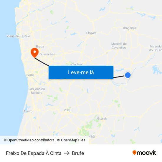 Freixo De Espada À Cinta to Brufe map