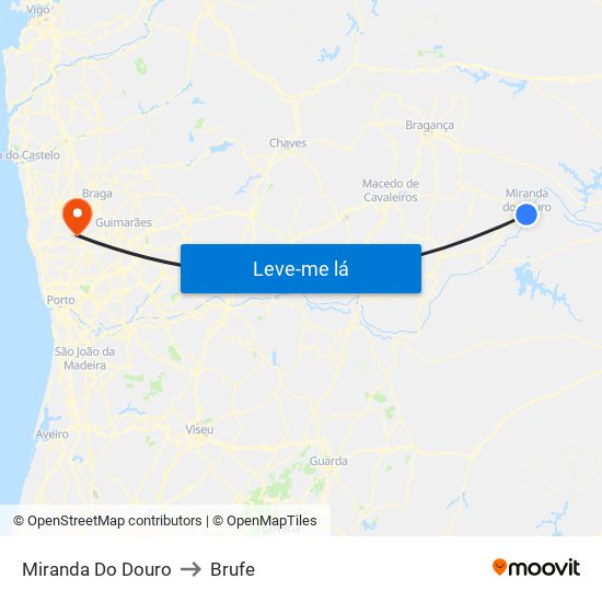Miranda Do Douro to Brufe map